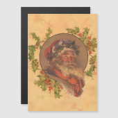 Weihnachts-Vintag-Portrait Magnetkarte (Vorne/Hinten)