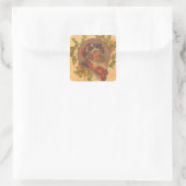 Weihnachts-Vintag-Portrait Quadratischer Aufkleber (Tasche)