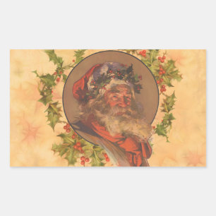 Weihnachts-Vintag-Portrait Rechteckiger Aufkleber