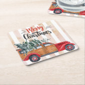 Weihnachts-Vintag-Tafelwagen Rechteckiger Pappuntersetzer (angewinkelt)