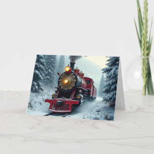 Weihnachts-Vintag-Winter-Dampflokomotive Feiertagskarte