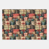 Weihnachts-Vintag-Wrackpapier Geschenkpapier Set (Vorderseite)