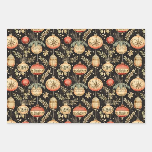 Weihnachts-Vintag-Wrackpapier Geschenkpapier Set (Vorderseite 3)