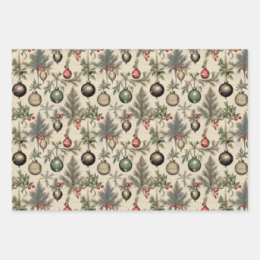 Weihnachts-Vintag-Wrackpapier Geschenkpapier Set (Vorderseite 2)