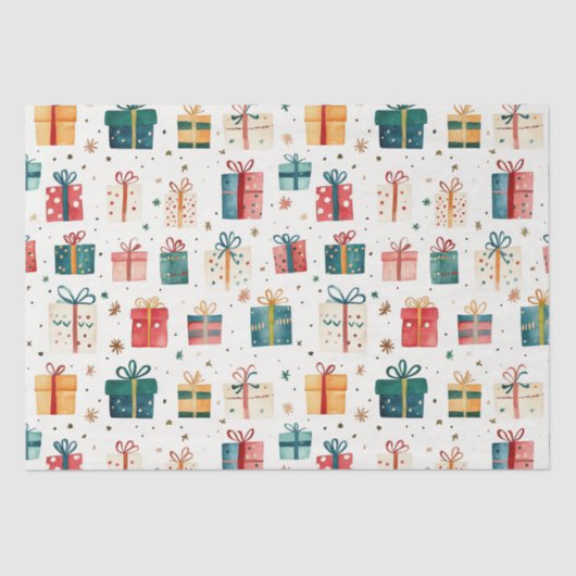 Weihnachts-Vintage Geschenkpakete Seidenpapier (Vorderseite)