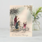 Weihnachts-Vintage Hirten Feiertagskarte (Stehend Vorderseite)