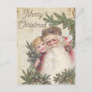 Weihnachts-Vintage Karte Es zeigt den Weihnachtsma