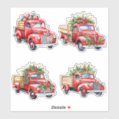 Weihnachts-Vintage LKW Aufkleber (Blatt)