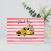 Weihnachts-Vintage LKW-Hochzeit Dankeskarte (Stehend Vorderseite)