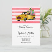Weihnachts-Vintage LKW-Hochzeit Einladung (Stehend Vorderseite)