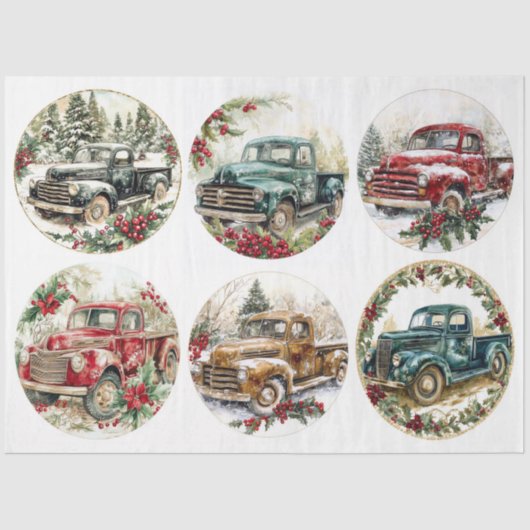 Weihnachts-Vintage LKW Seidenpapier (Vorderseite)