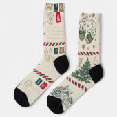 Weihnachts Vintage Postkarte Custom Crew Sock Socken (Linkes Detail)