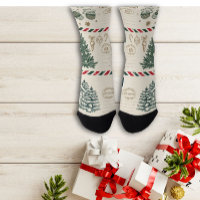 Weihnachts Vintage Postkarte Custom Crew Sock