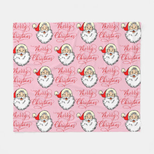 Weihnachts-Vintage-Santa-Claus-Rosa-Fleece-Decke Fleecedecke