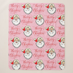 Weihnachts-Vintage-Santa-Claus-Rosa-Fleece-Decke Sherpadecke