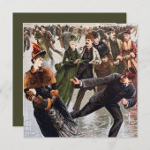 Weihnachts Vintage Skaten Mitteilungskarte (Vorne/Hinten)