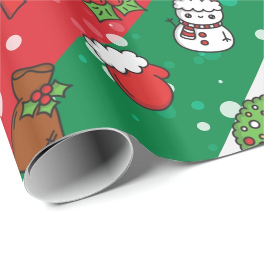 Weihnachts-Vintage Symmetrie Geschenkpapier (Rolleneckpunkt)