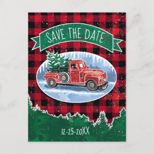 Weihnachts-Vintager LKW Save the Date Einladungspostkarte