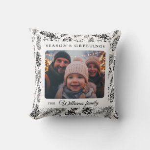 Weihnachts Vintages Schwarz-weißes Foto Kissen