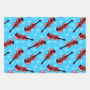 Weihnachts-Violinist Musiker-Muster Geschenkpapier Set