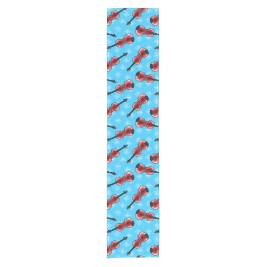 Weihnachts-Violinist Musiker-Muster Kurzer Tischläufer (Vorderseite)