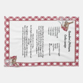 Weihnachts-Vogelrezept Keepake Rot Kariert Geschirrtuch (Horizontal)