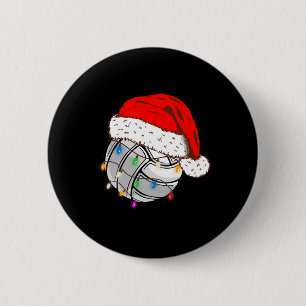Weihnachts Volleyball Ball Weihnachtsmannmütze Fun Button