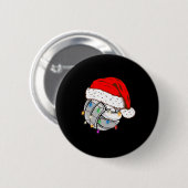 Weihnachts Volleyball Ball Weihnachtsmannmütze Fun Button (Vorne & Hinten)