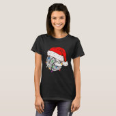 Weihnachts Volleyball Ball Weihnachtsmannmütze Fun T-Shirt (Vorne ganz)
