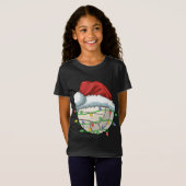 Weihnachts Volleyball Ball Weihnachtsmannmütze Lig T-Shirt (Vorne ganz)