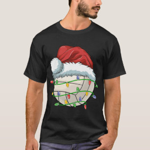 Weihnachts Volleyball Ball Weihnachtsmannmütze Lig T-Shirt