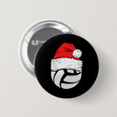 Weihnachts Volleyball Ball Weihnachtsmannmütze Wei Button (Vorne & Hinten)