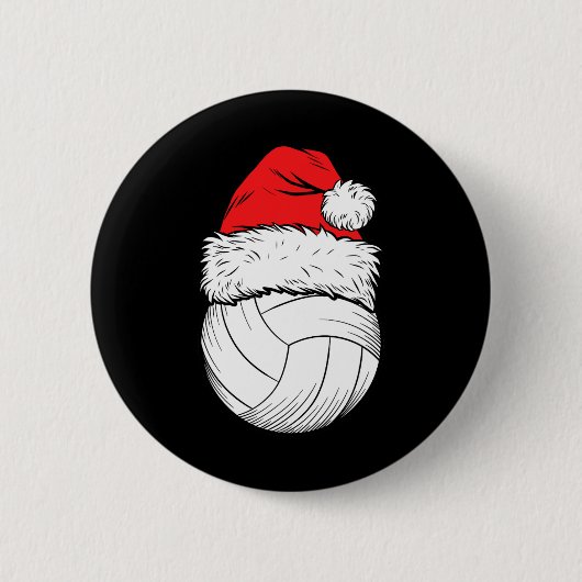 Weihnachts Volleyball Ball Weihnachtsmannmütze Wei Button (Vorderseite)