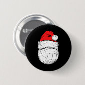 Weihnachts Volleyball Ball Weihnachtsmannmütze Wei Button (Vorne & Hinten)
