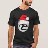 Weihnachts Volleyball Ball Weihnachtsmannmütze Wei T-Shirt (Vorderseite)