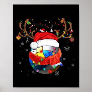 Weihnachts Volleyball Ball Weihnachtsmannmütze Xma Poster