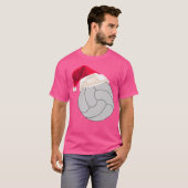 Weihnachts-Volleyball in Weihnachtsmannmütze T-Shirt (Vorne ganz)