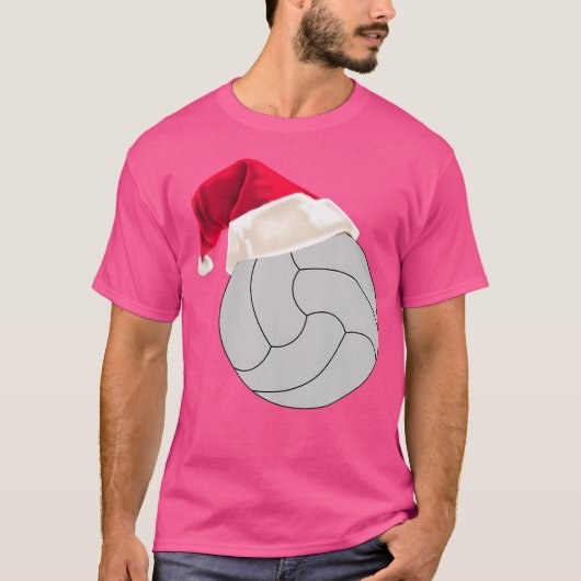 Weihnachts-Volleyball in Weihnachtsmannmütze T-Shirt (Vorderseite)