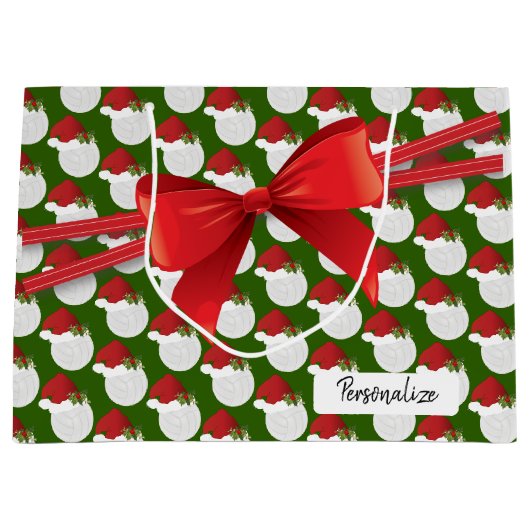Weihnachts-Volleyball-Muster - Groß Große Geschenktüte (Vorderseite)