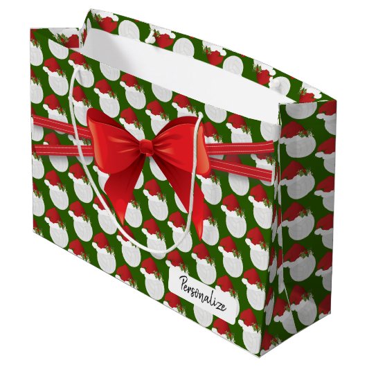 Weihnachts-Volleyball-Muster - Groß Große Geschenktüte (Rückseite Schrägansicht)