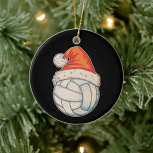 Weihnachts-Volleyball-Santa-Hut Sport Xmas-Feierta Keramik Ornament