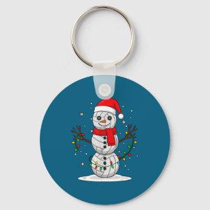 Weihnachts-Volleyball-Schneemann-Santa-Hut Lustig Schlüsselanhänger