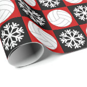 Weihnachts-Volleyball und Schneeflocke Rot und Sch Geschenkpapier (Rolleneckpunkt)