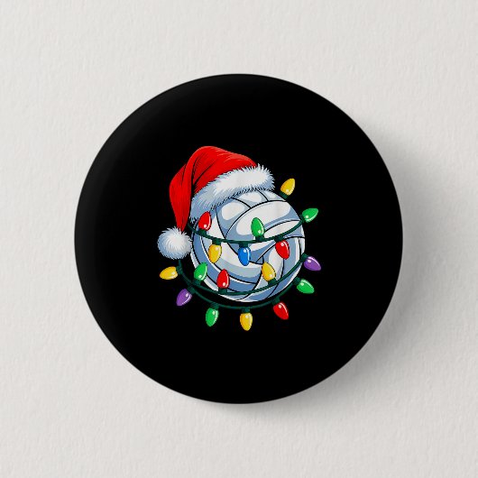 Weihnachts Volleyball Weihnachtsmann Hat Mens Wome Button (Vorderseite)