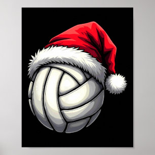 Weihnachts-Volleyball-Weihnachtsmannmütze Poster