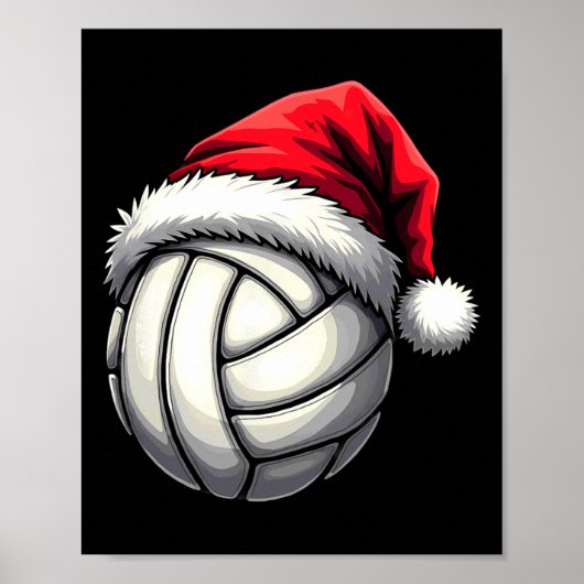 Weihnachts-Volleyball-Weihnachtsmannmütze Poster (Vorne)