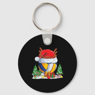 Weihnachts Volleyball Weihnachtsmannmütze Rentier Schlüsselanhänger
