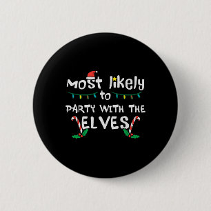 Weihnachts-wahrscheinliches Party mit Elve Xmas Fa Button