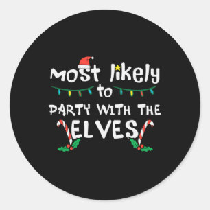 Weihnachts-wahrscheinliches Party mit Elve Xmas Fa Runder Aufkleber