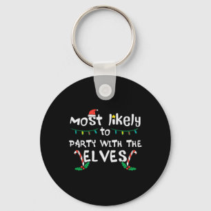 Weihnachts-wahrscheinliches Party mit Elve Xmas Fa Schlüsselanhänger